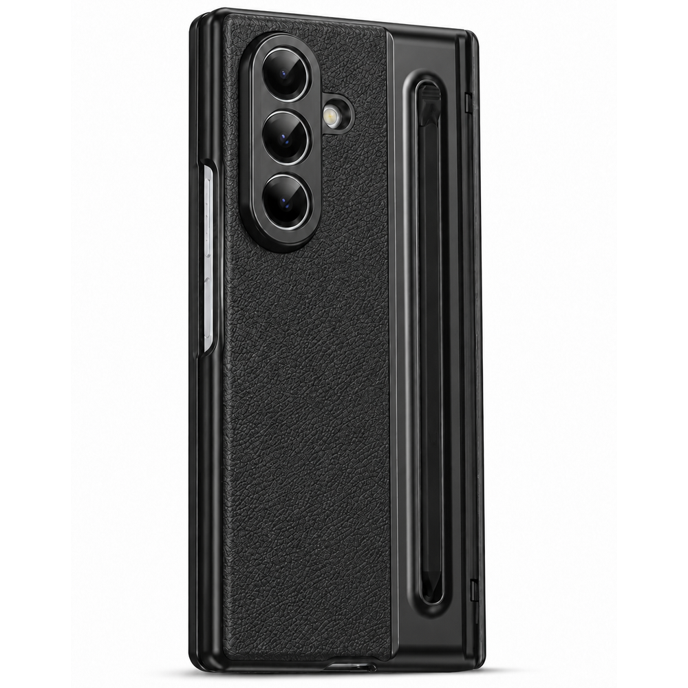 Galaxy Z Fold 5 Leather Hinge Protection Case with S Pen Slot