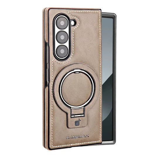 Magnetic Ring Leather Case with Stand
