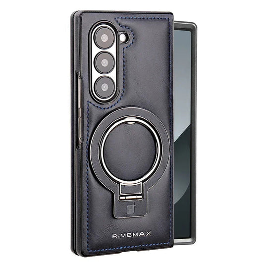 Magnetic Ring Leather Case with Stand