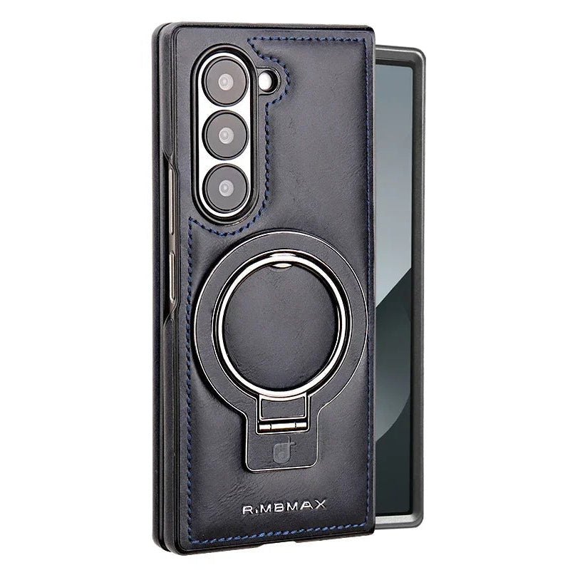 Magnetic Ring Leather Case with Stand
