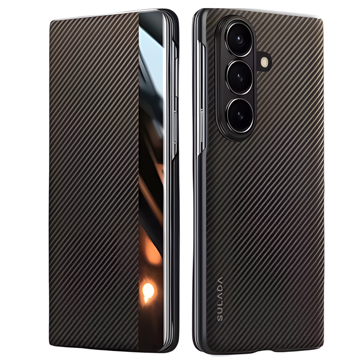 Magnetic Carbon Fiber Leather Case