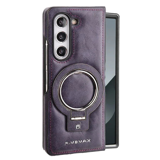 Magnetic Ring Leather Case with Stand