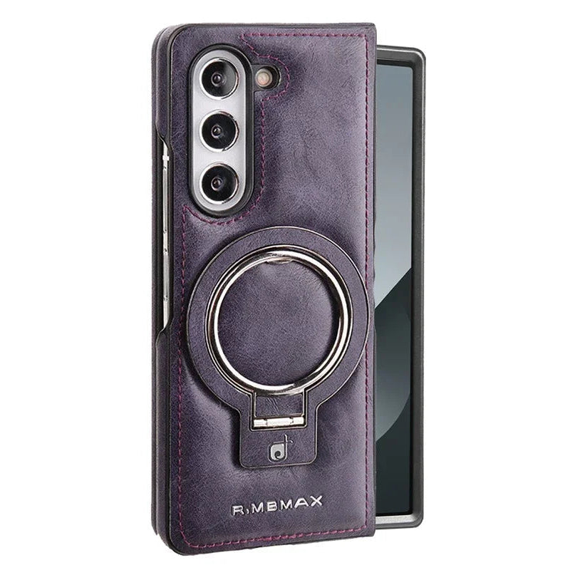 Magnetic Ring Leather Case with Stand