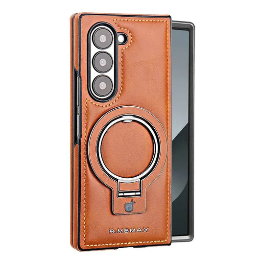 Magnetic Ring Leather Case with Stand