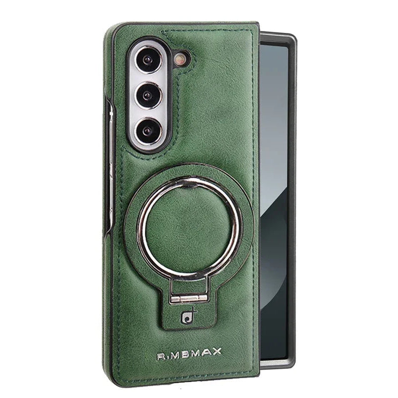 Magnetic Ring Leather Case with Stand