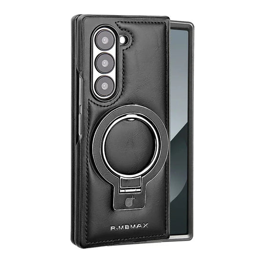 Magnetic Ring Leather Case with Stand