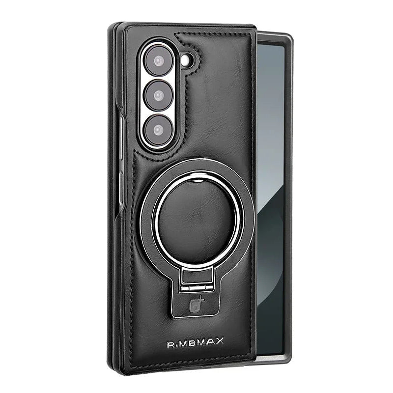 Magnetic Ring Leather Case with Stand