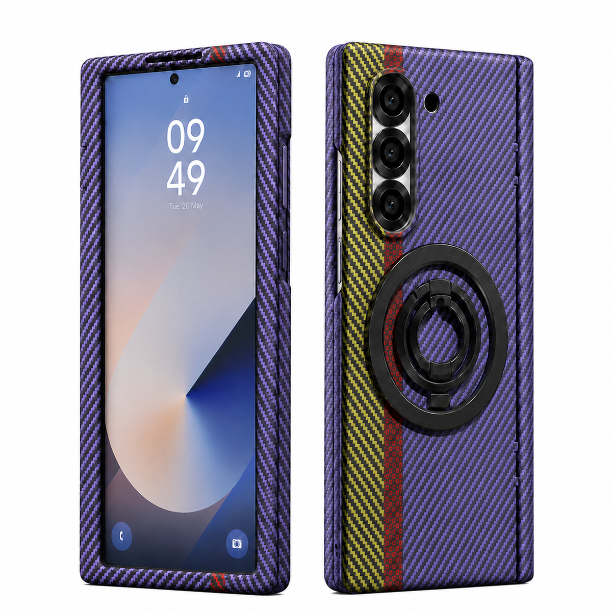 Galaxy Z Fold 6 Carbon Fiber MagSafe Case with 360 Ring Stand