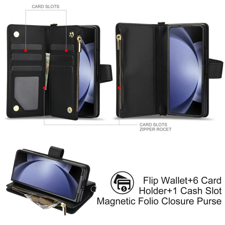 Rhombic Zipper Wallet Leather Case