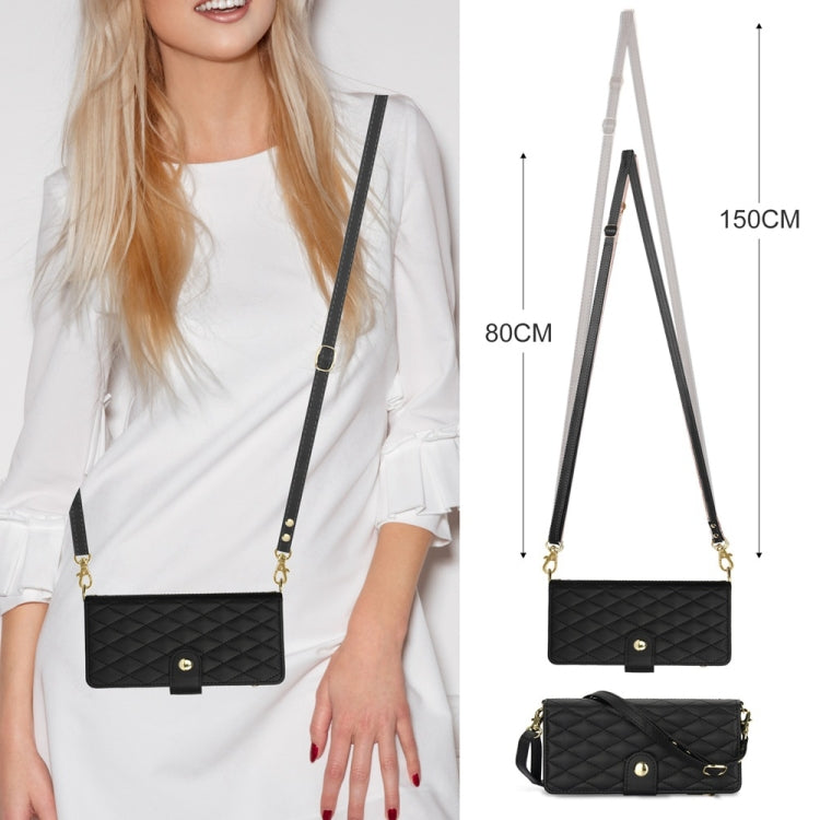 Rhombic Zipper Wallet Leather Case