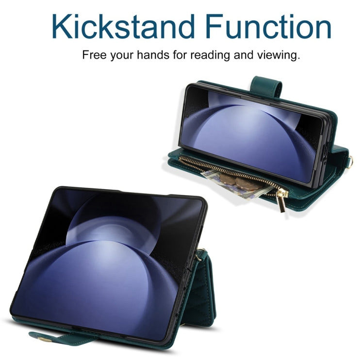 Rhombic Zipper Wallet Leather Case