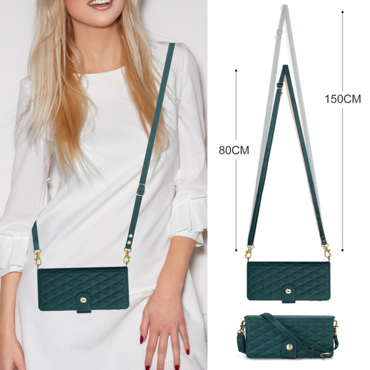 Rhombic Zipper Wallet Leather Case