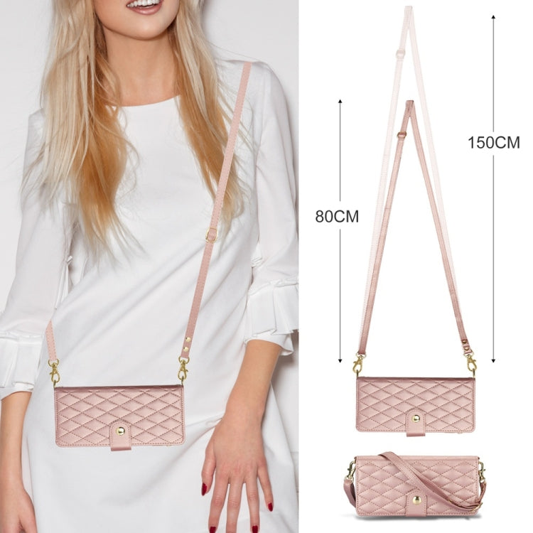 Rhombic Zipper Wallet Leather Case