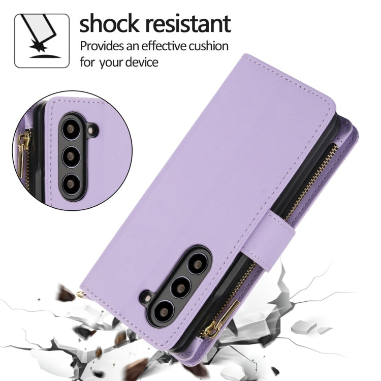 Rhombic Zipper Wallet Leather Case