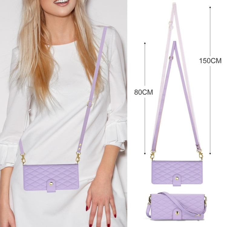 Rhombic Zipper Wallet Leather Case