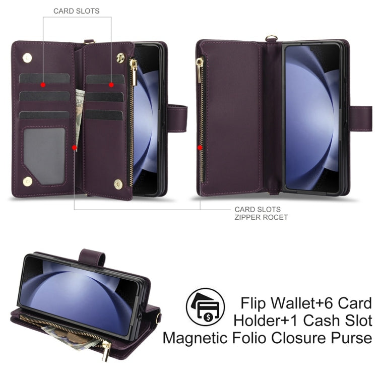 Rhombic Zipper Wallet Leather Case