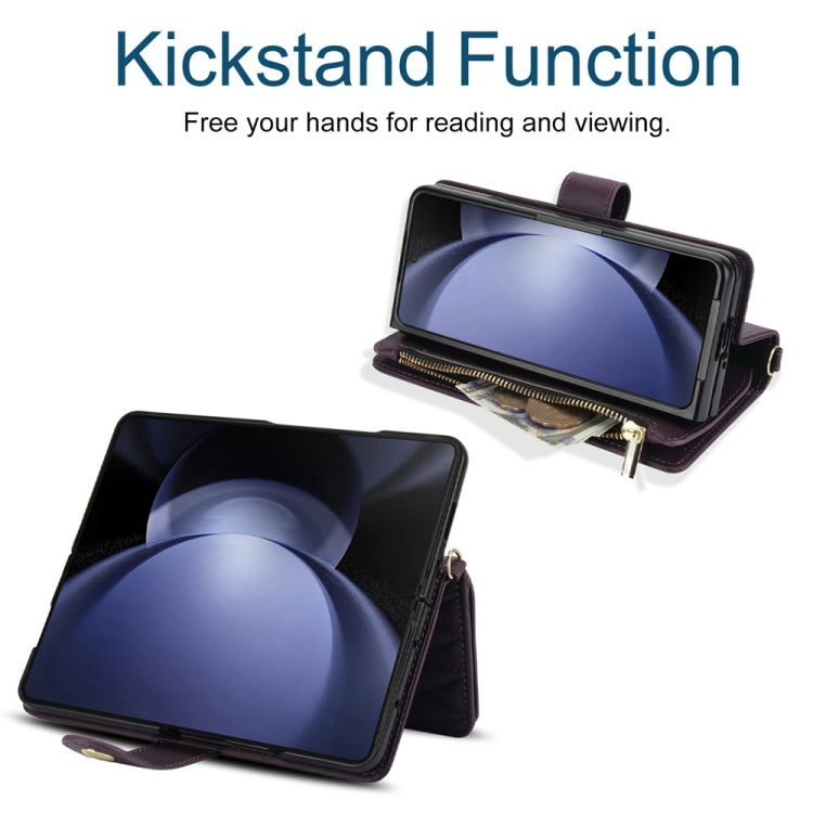 Rhombic Zipper Wallet Leather Case