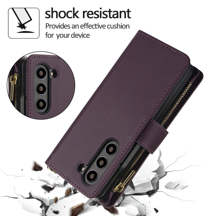 Rhombic Zipper Wallet Leather Case