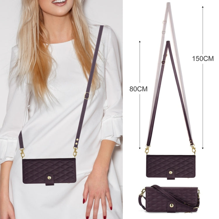 Rhombic Zipper Wallet Leather Case