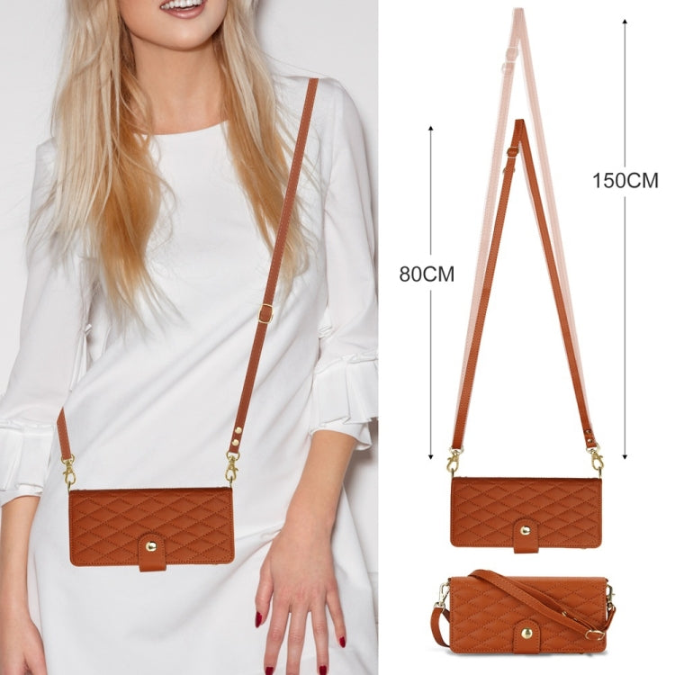 Rhombic Zipper Wallet Leather Case