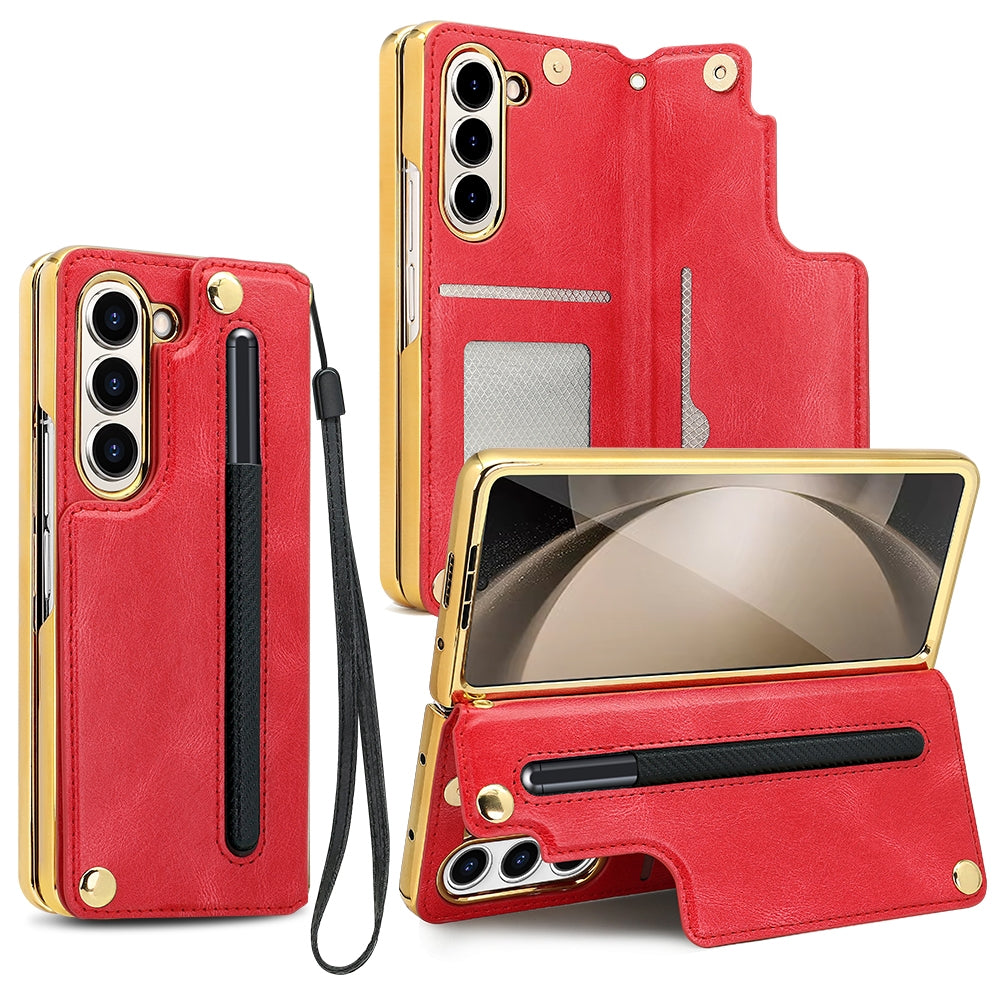 Galaxy Z Fold 5 Electroplated Leather Wallet Case with S Pen Slot image 5.jpg