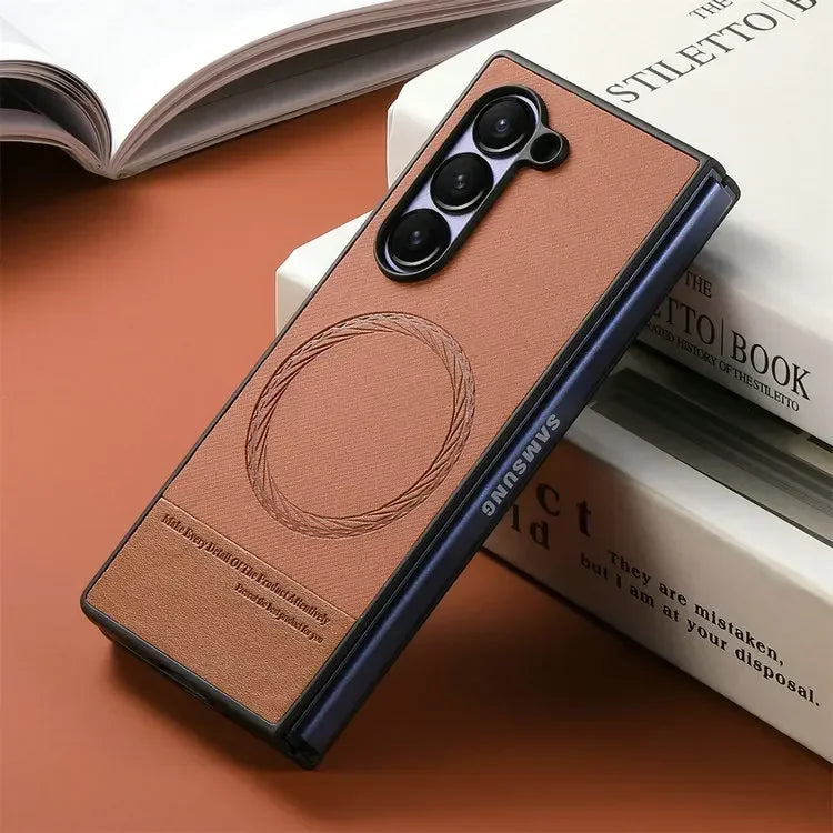 Magnetic Leather Case with Wireless Charging