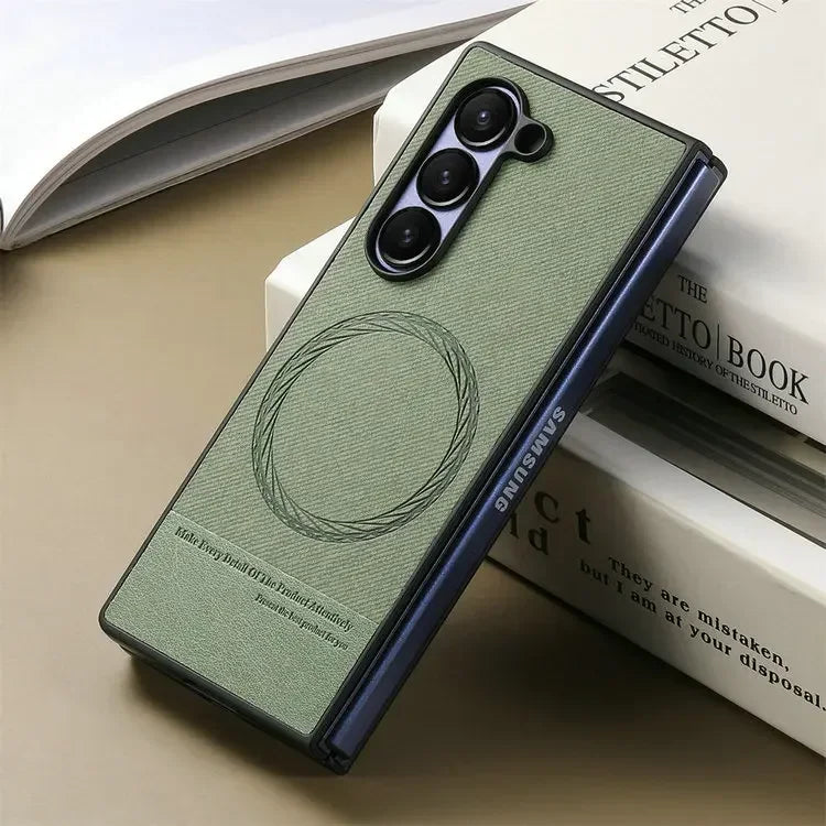 Magnetic Leather Case with Wireless Charging