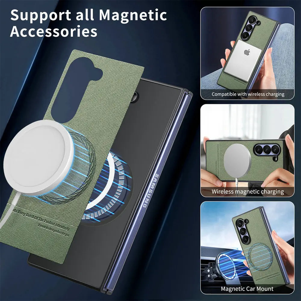 Magnetic Leather Case with Wireless Charging