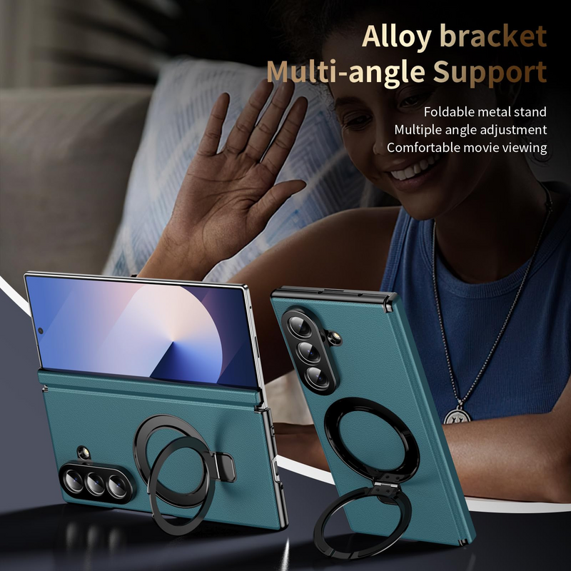 Fold Case with Metal Ring Stand & Hinge Guard
