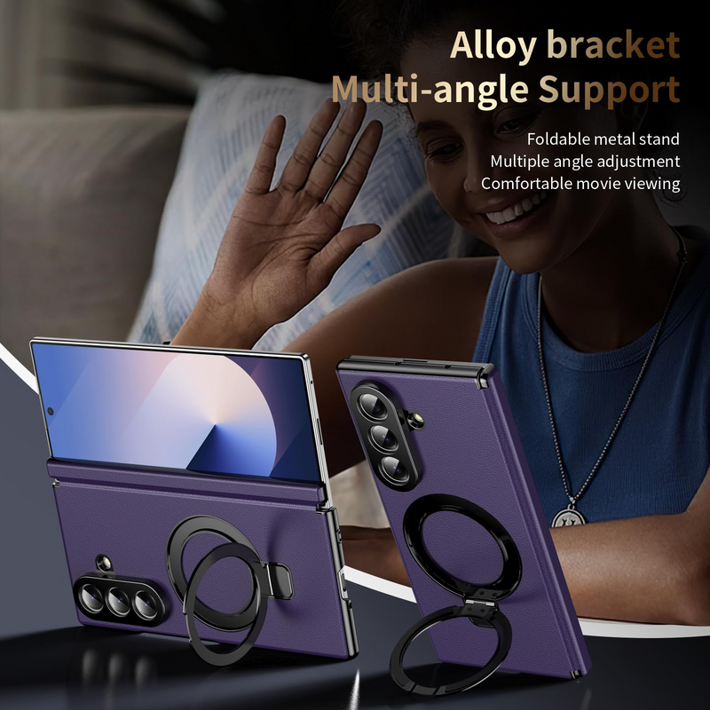 Fold Case with Metal Ring Stand & Hinge Guard