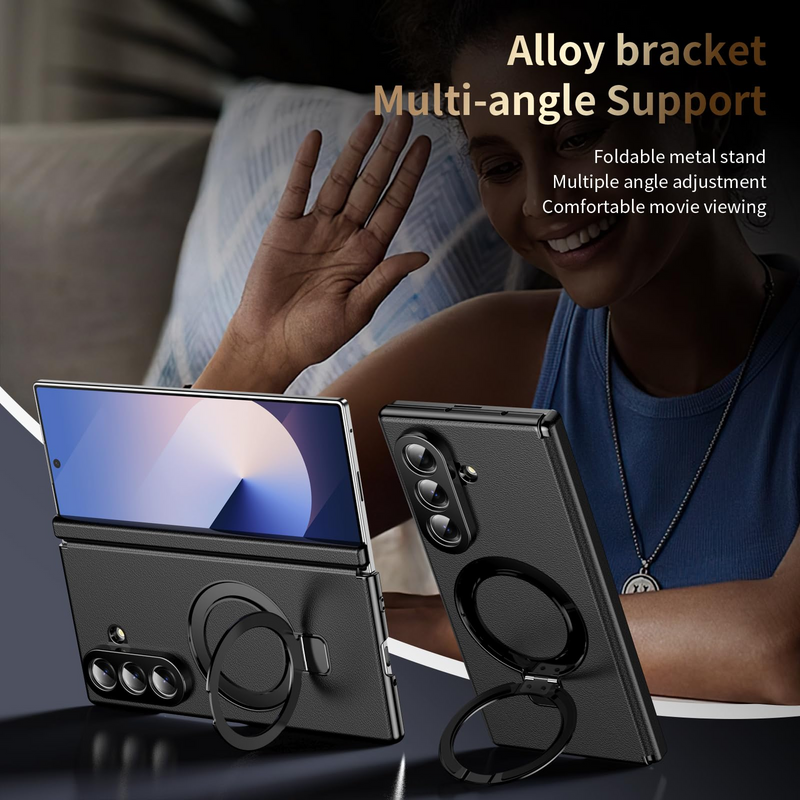 Fold Case with Metal Ring Stand & Hinge Guard