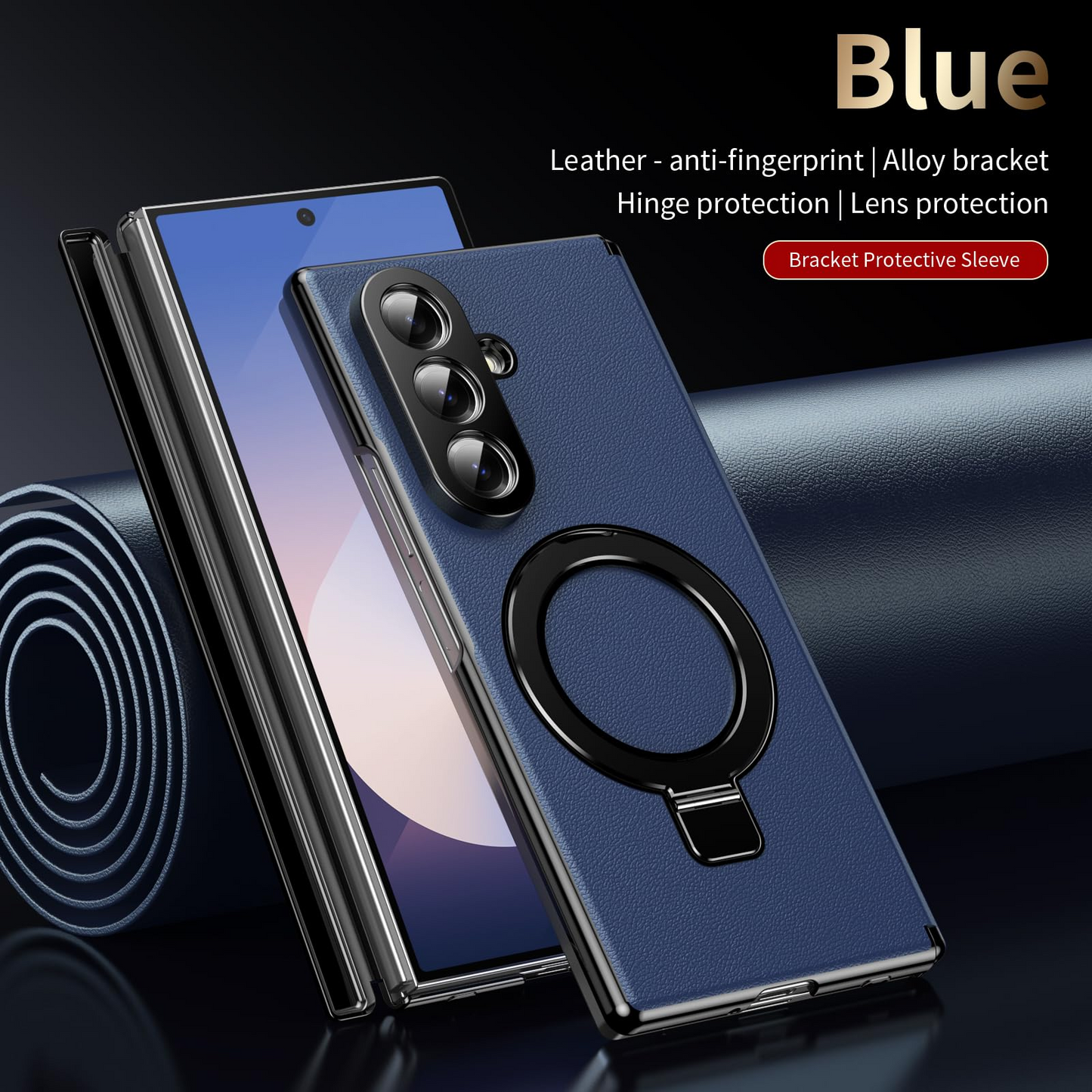 Fold Case with Metal Ring Stand & Hinge Guard