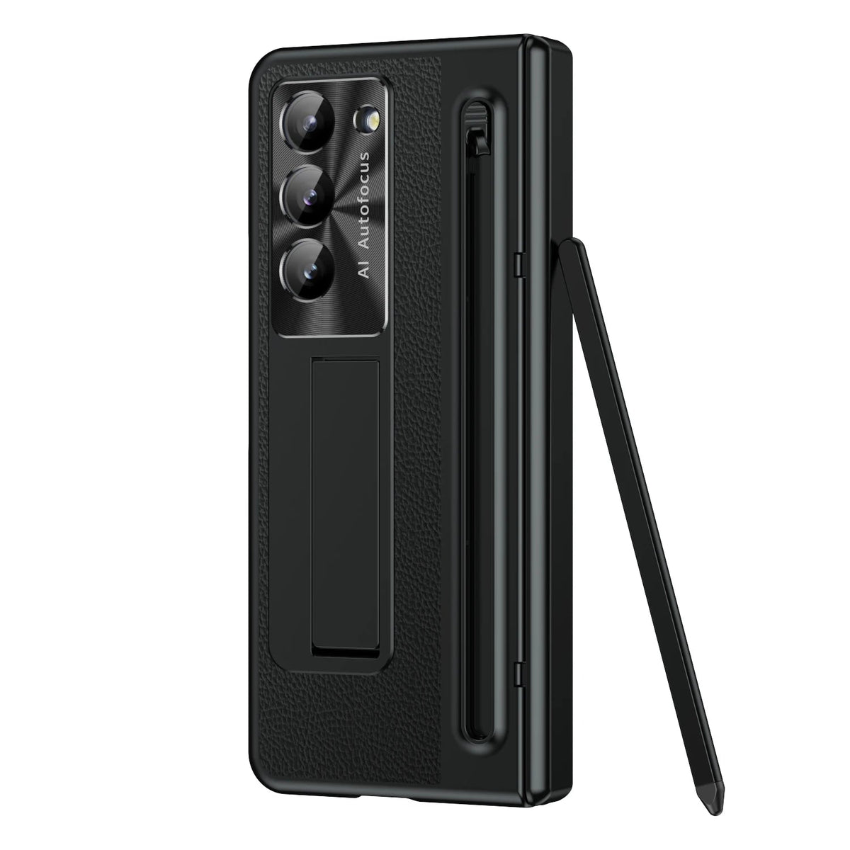 Galaxy Z Fold 6 Electroplated Leather Kickstand Case image 2.jpg