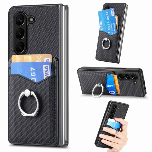 Carbon Fiber Wallet Case with Ring Holder