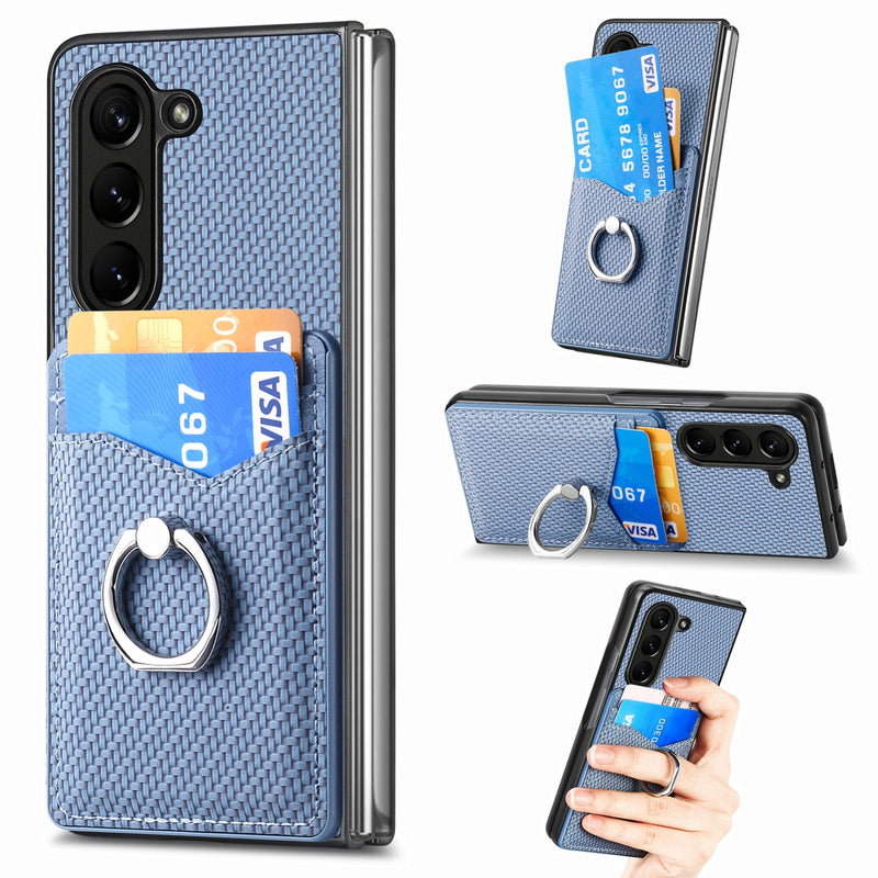 Carbon Fiber Wallet Case with Ring Holder
