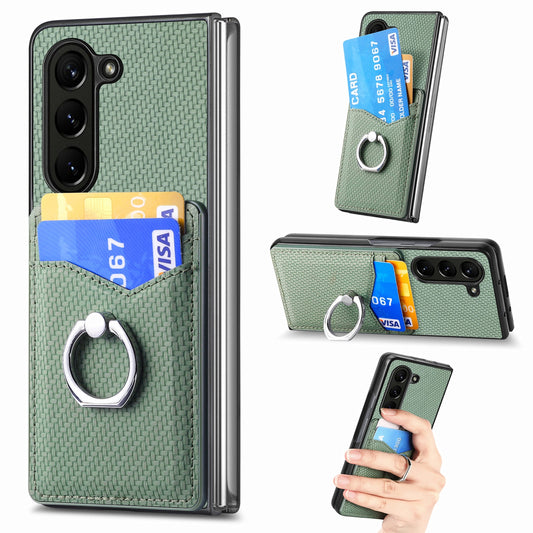 Carbon Fiber Wallet Case with Ring Holder