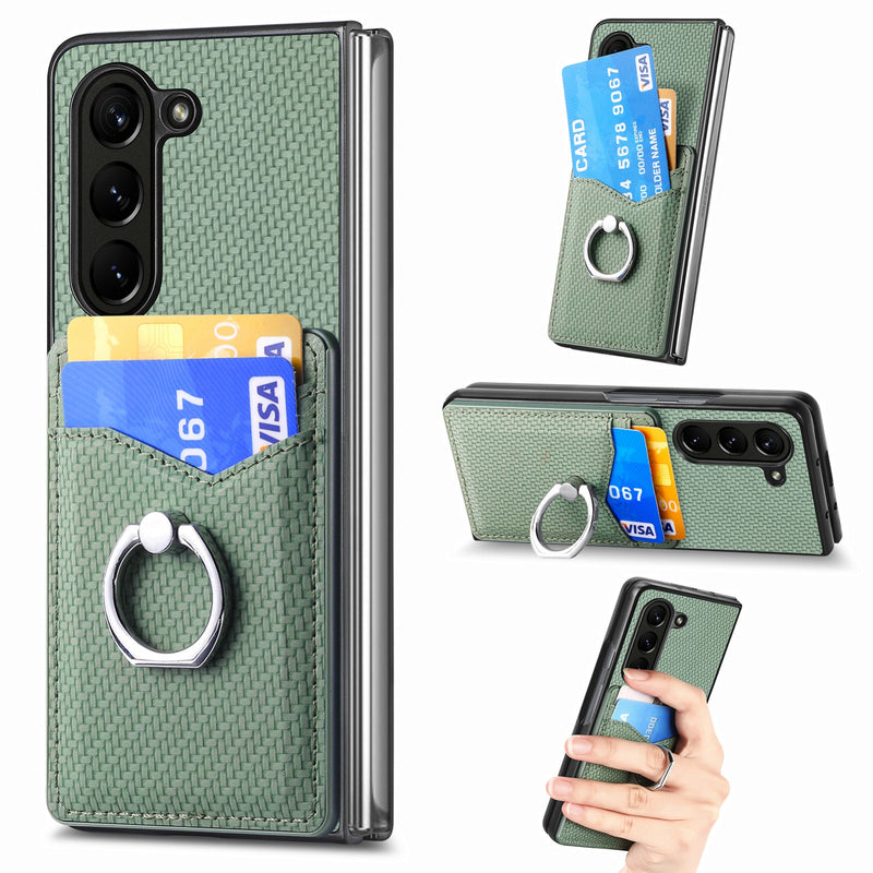 Carbon Fiber Wallet Case with Ring Holder