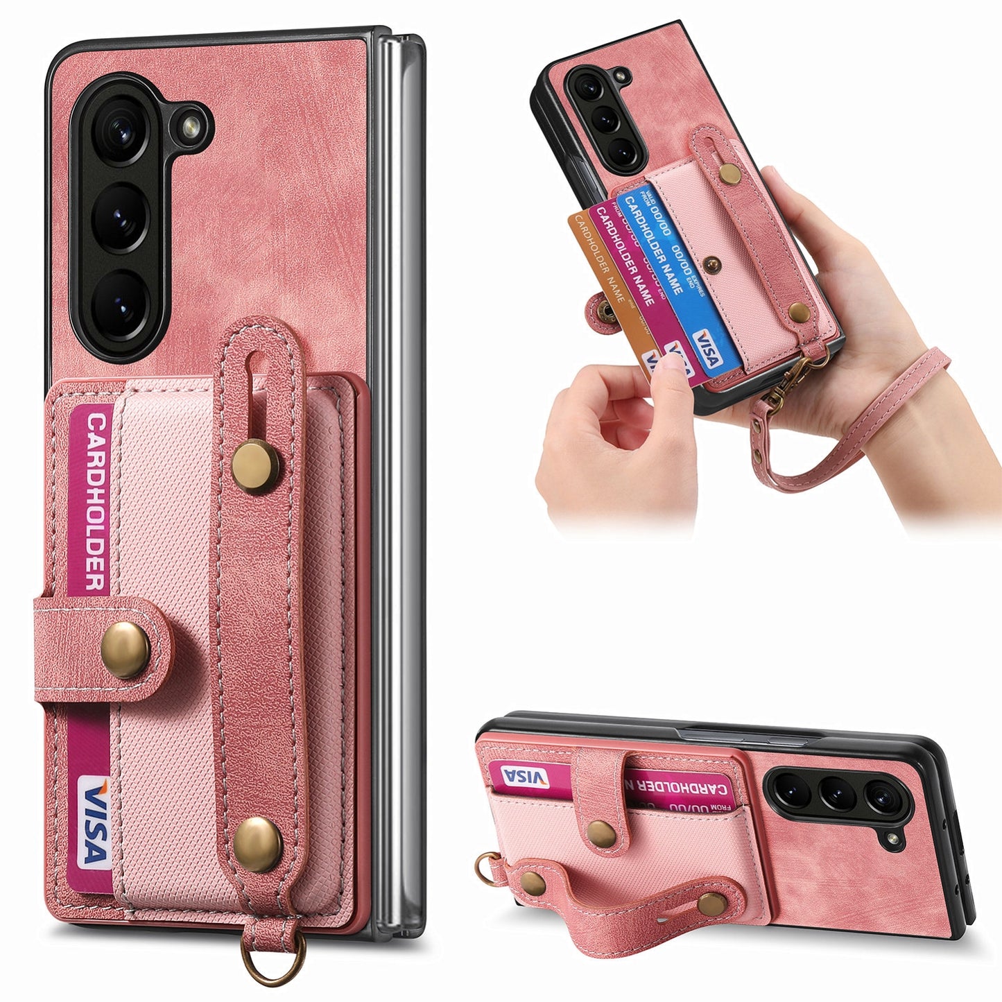 Retro Wallet Leather Case with Cross Wristband