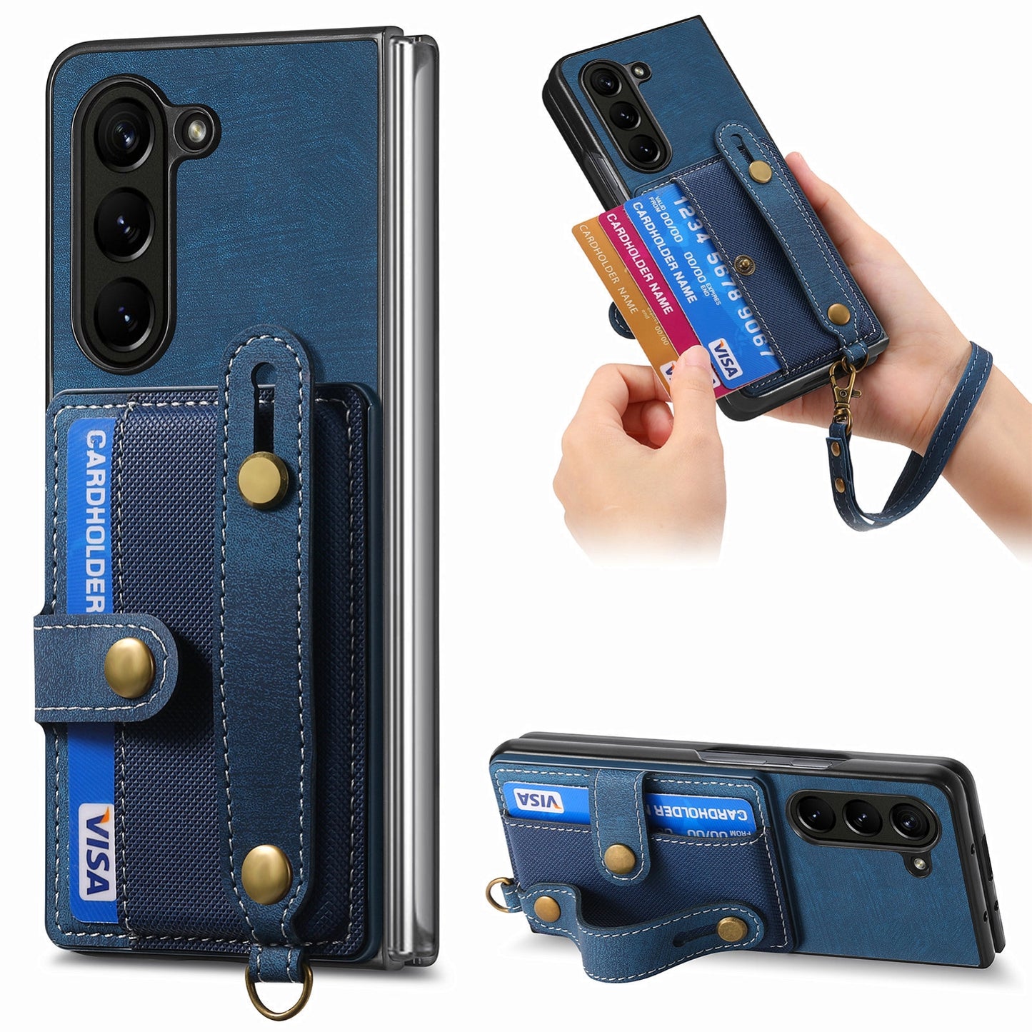Retro Wallet Leather Case with Cross Wristband