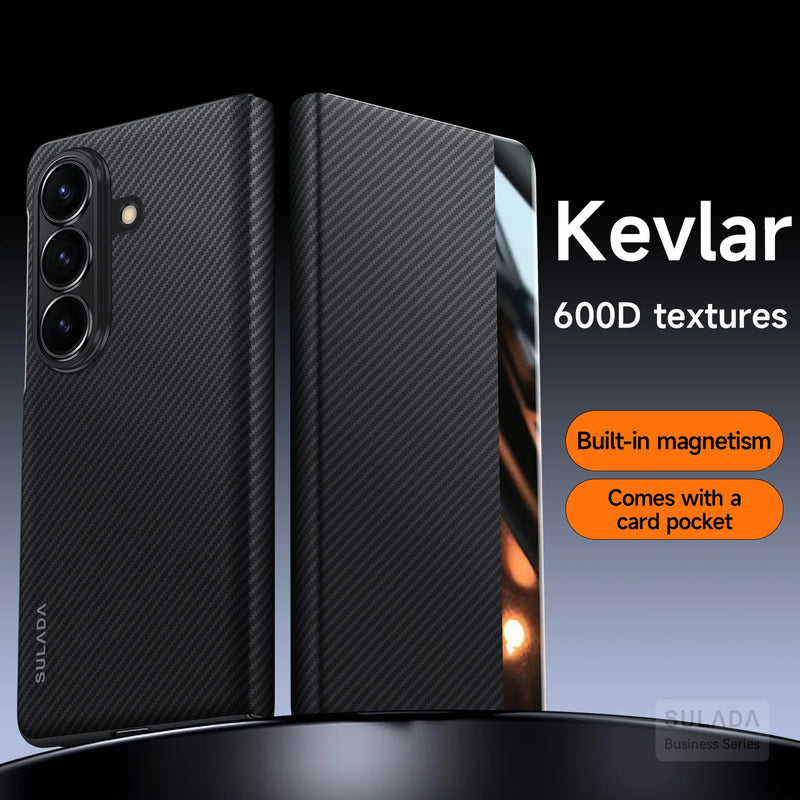 Magnetic Carbon Fiber Leather Case