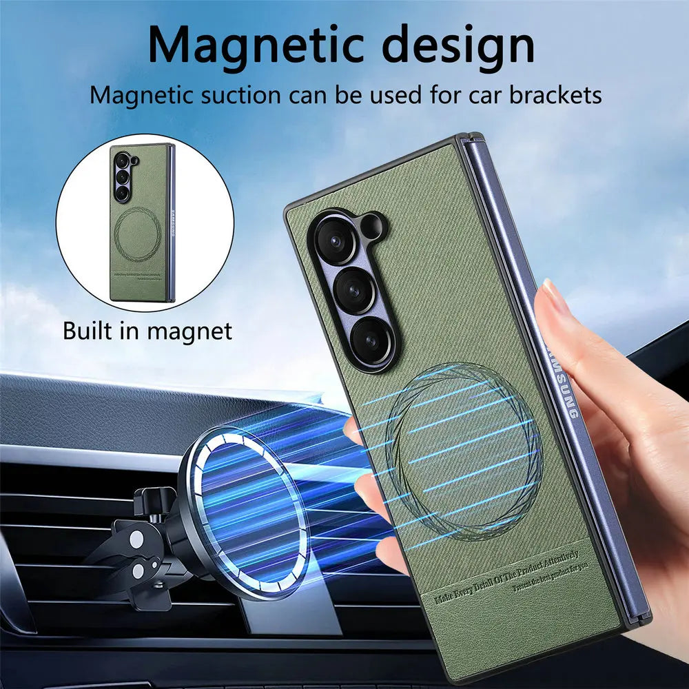 Magnetic Leather Case with Wireless Charging