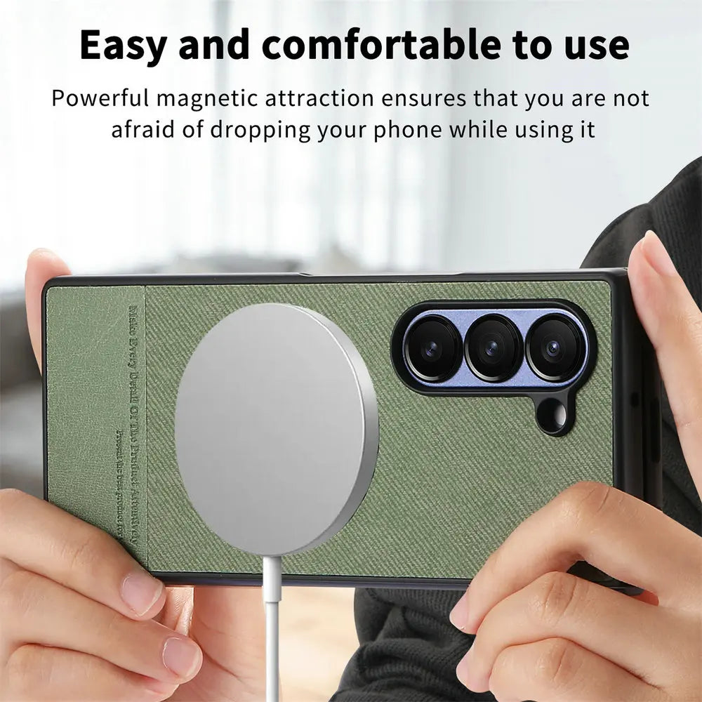 Magnetic Leather Case with Wireless Charging