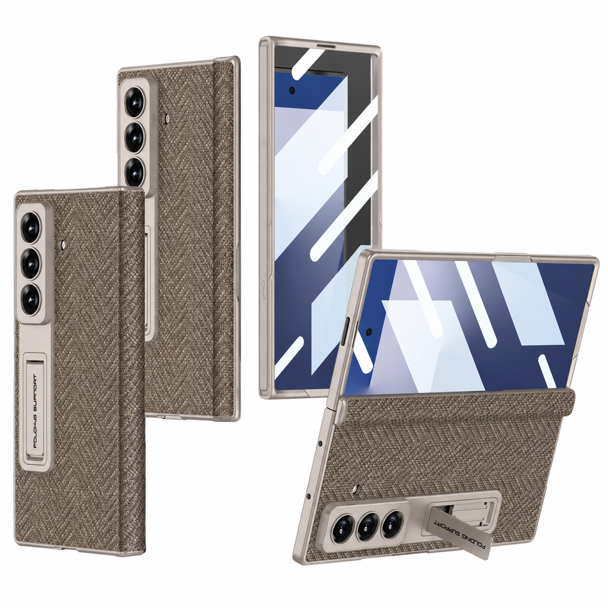 Galaxy Z Fold 7 Linen Fabric Case with Folding Kickstand – View 7