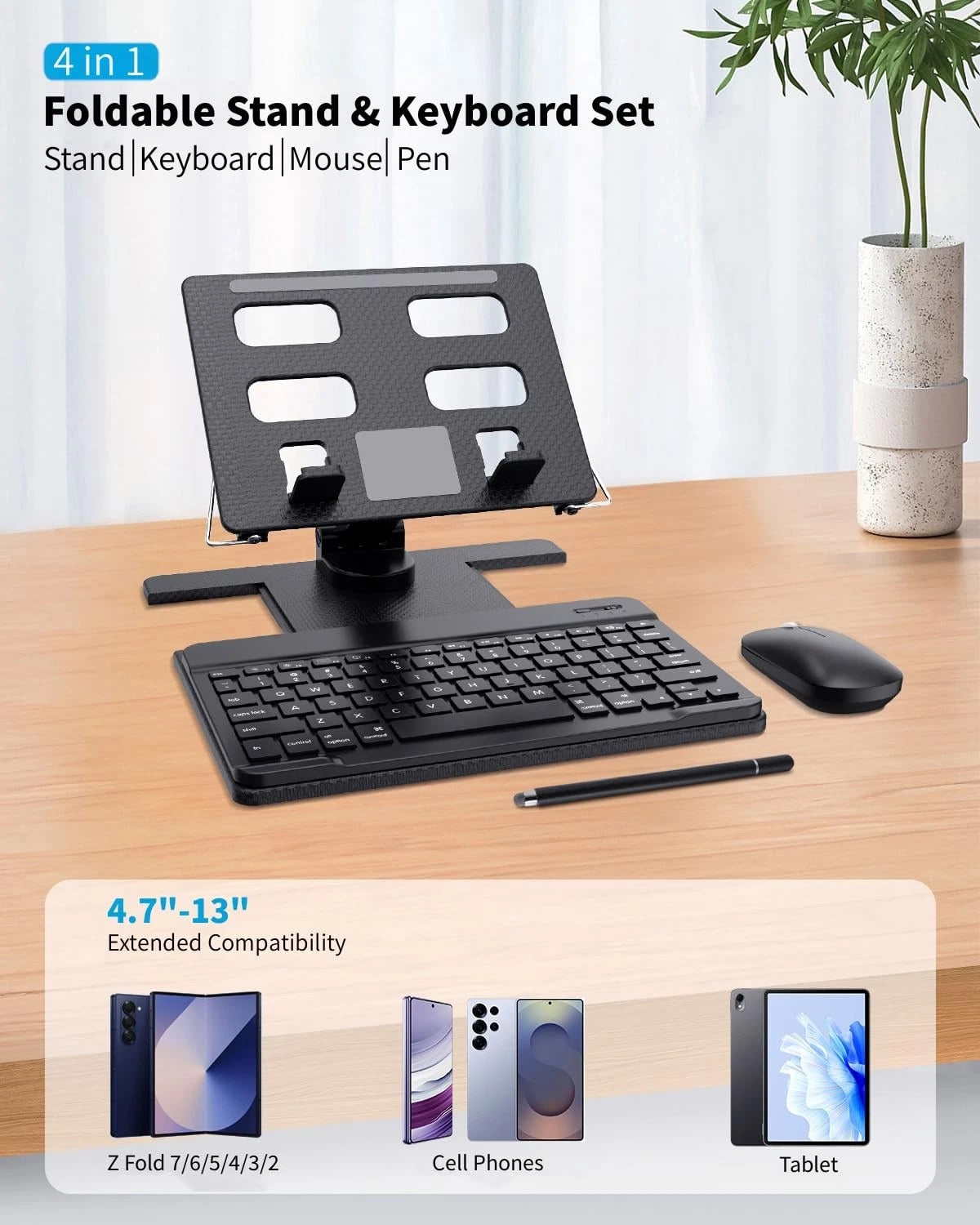 Wireless Keyboard & Stand Combo 4-in-1