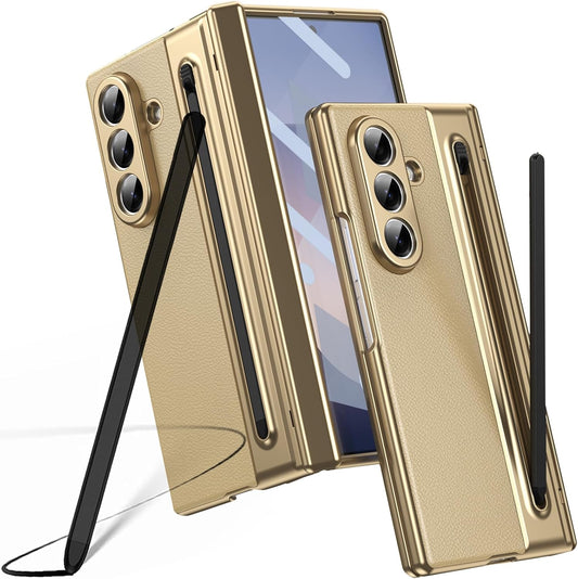 Luxury Leather Case Hinge Protection Pen Slot