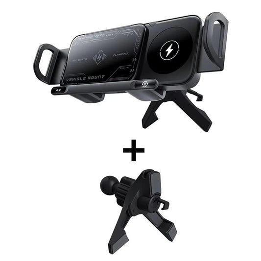 Dual Coil Wireless Charger Car Mount Stand
