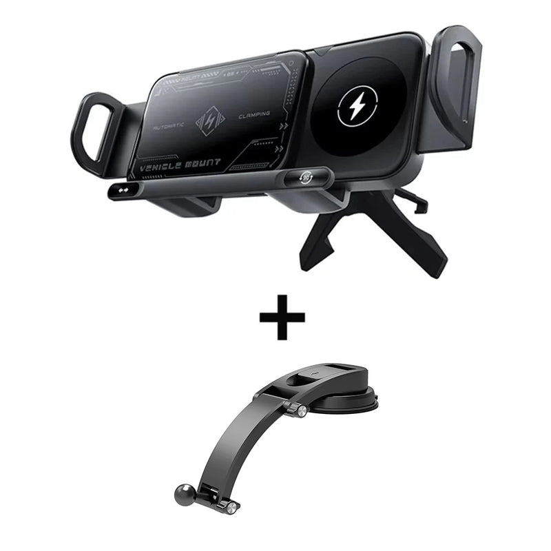 Dual Coil Wireless Charger Car Mount Stand