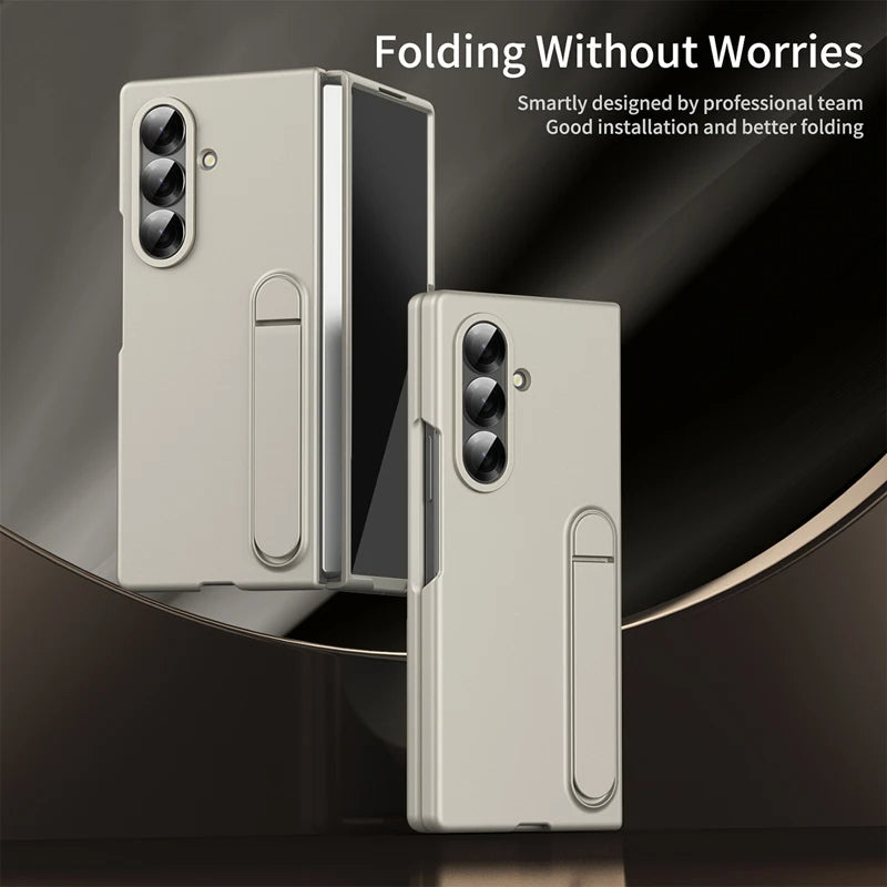 Skin-Friendly Matte Kickstand Metal Lens case