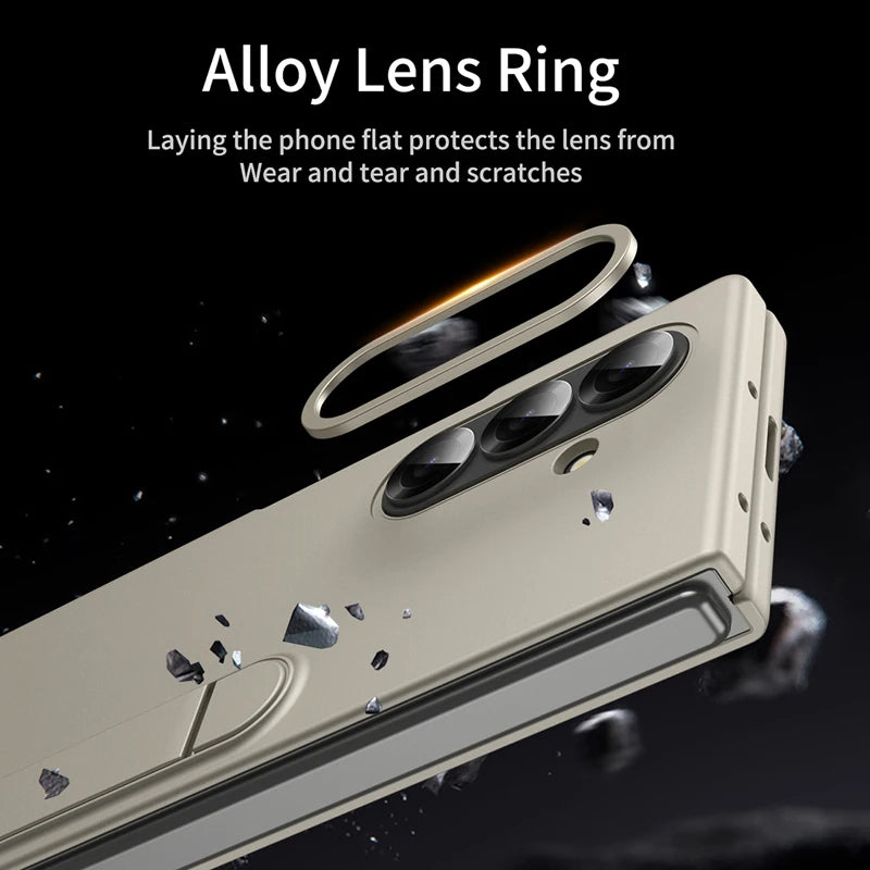 Skin-Friendly Matte Kickstand Metal Lens case