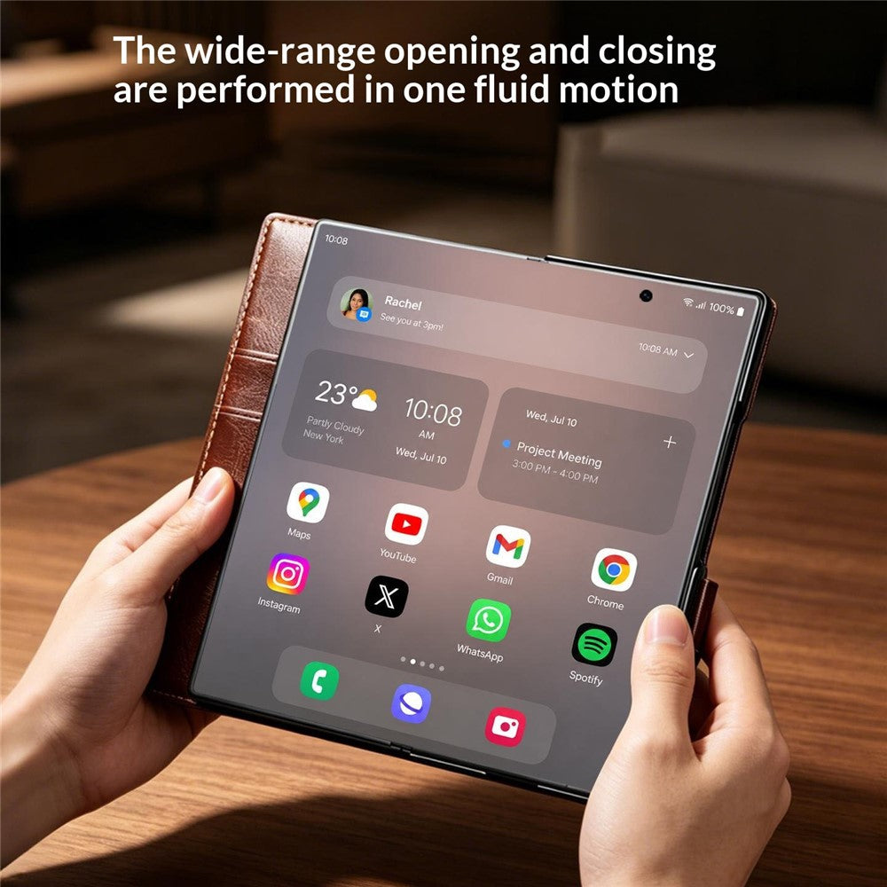 Galaxy Z Fold 8 Ultra Genuine Leather Wallet Case with Stand